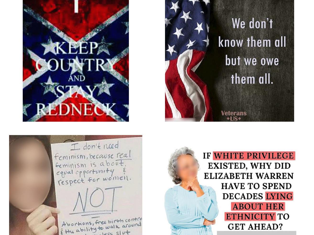 caption: A selection of images from Instagram posts included in Professor  Young Mie Kim's analysis of election disinformation.