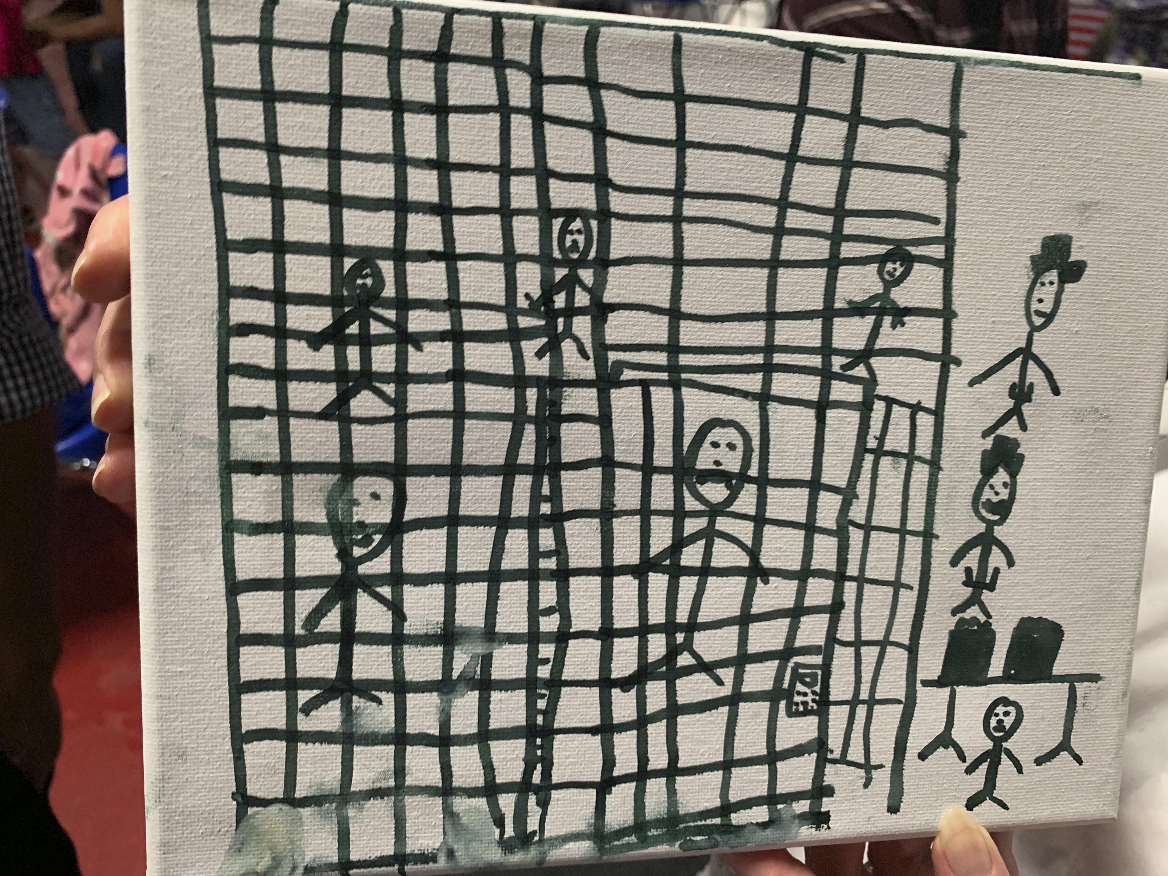 caption: A drawing by a migrant child at the Catholic Charities Humanitarian Respite Center in McAllen, Texas.