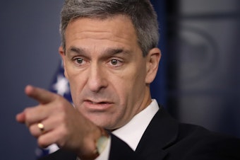 caption: Acting Director of U.S. Citizenship and Immigration Services Ken Cuccinelli speaks about immigration policy at the White House on August 12, 2019 Win McNamee/Getty Images