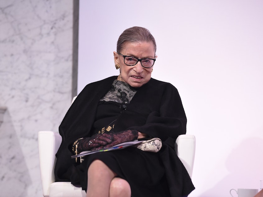 caption: Supreme Court Justice Ruth Bader Ginsburg, pictured on Feb. 19, revealed Friday that she began undergoing chemotherapy in May for a new cancer diagnosis.