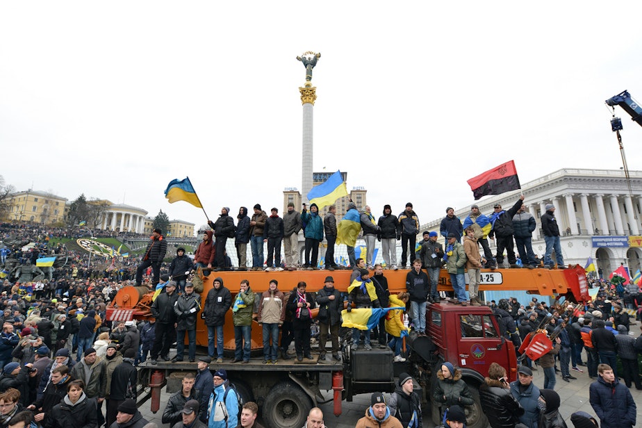 caption: The Euro Revolution is still in full swing in Ukraine, sparking protests in the capitol of Kiev.