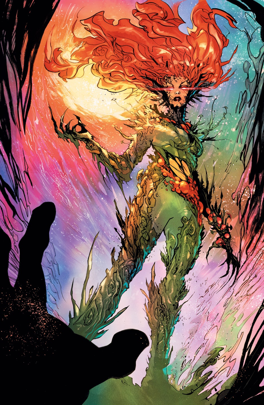 caption: DC Comics Poison Ivy is depicted as nightmarish but beautiful when she taps into her full powers in the series illustrated by Marcio Takara.