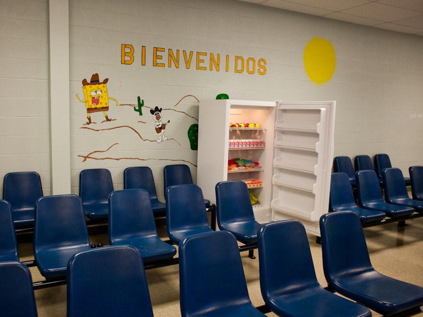 caption: The Karnes County Residential Center in Karnes City, Texas, is one of three family detention centers the federal government operates.