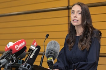 caption: New Zealand Prime Minister Jacinda Ardern announced her resignation plans on Wednesday in Napier, New Zealand. It is unclear who would succeed her.