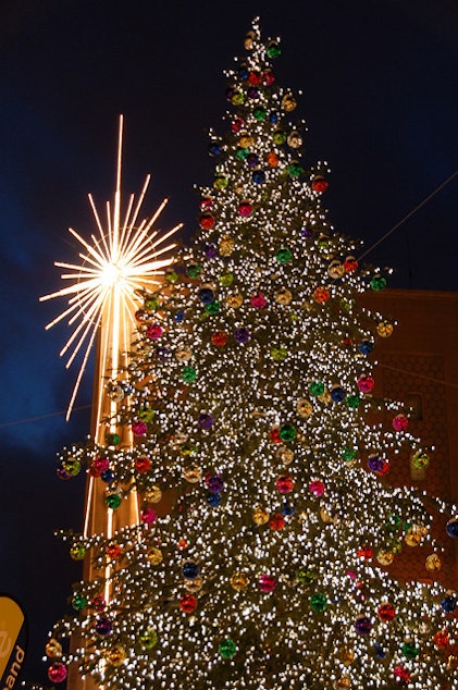 caption: The Christmas Tree In Front Of Macy's In Downtown Seattle