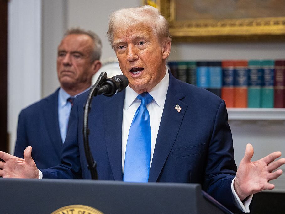 caption: President Trump urged pregnant women to avoid taking Tylenol in a White House announcement in September 2025.