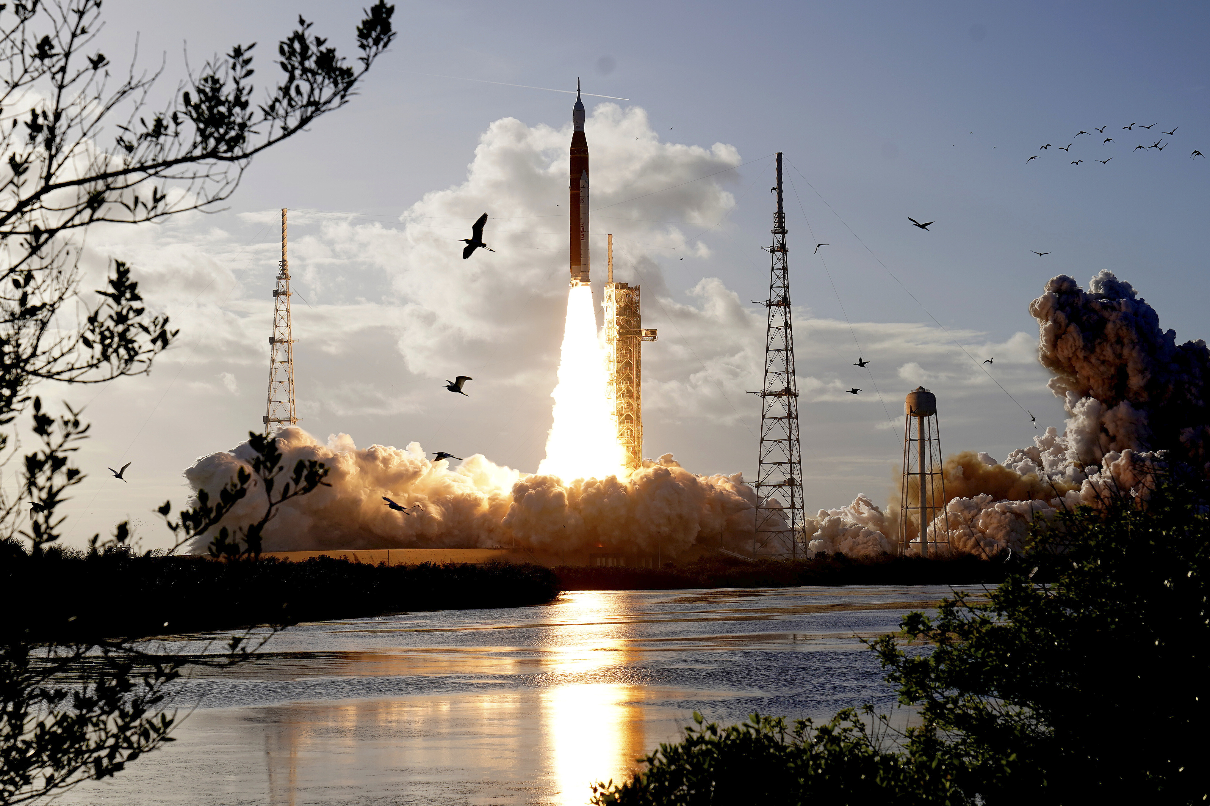 caption: NASA's Artemis II moon rocket lifts off from the Kennedy Space Center's Launch Pad 39-B Wednesday, April 1, 2026, in Cape Canaveral, Florida. 