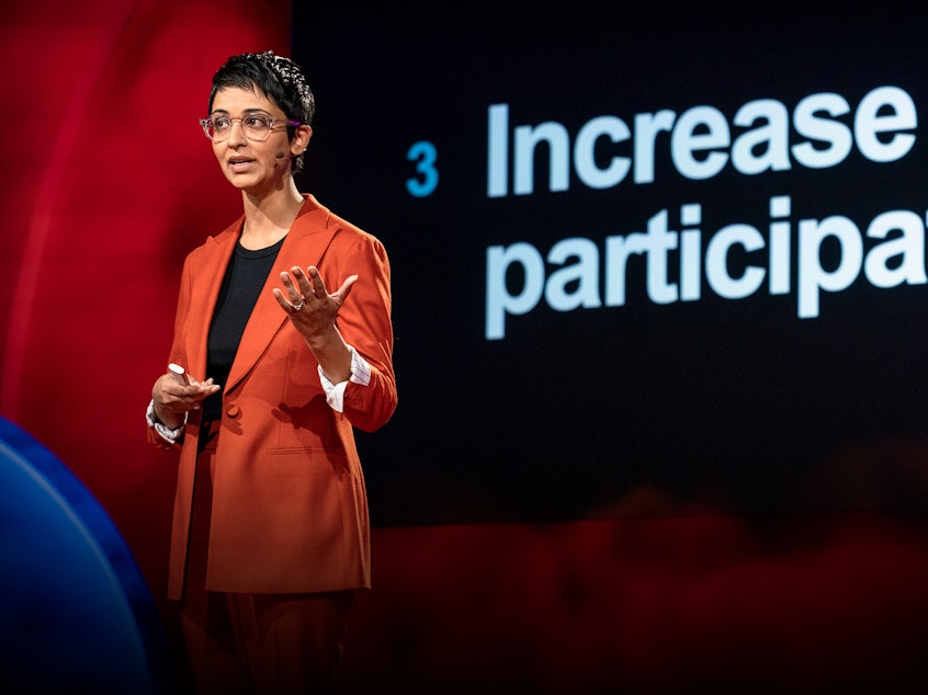 Priti Krishtel on the TED Stage.