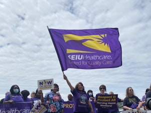caption: SEIU nursing home workers have been calling for safer staffing levels for years.