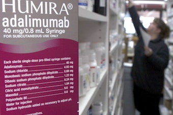 caption: Humira, the injectable biologic treatment for rheumatoid arthritis, now faces its first competition from one of several copycat "biosimilar" drugs expected to come to market this year. Some patients spend $70,000 a year on Humira.