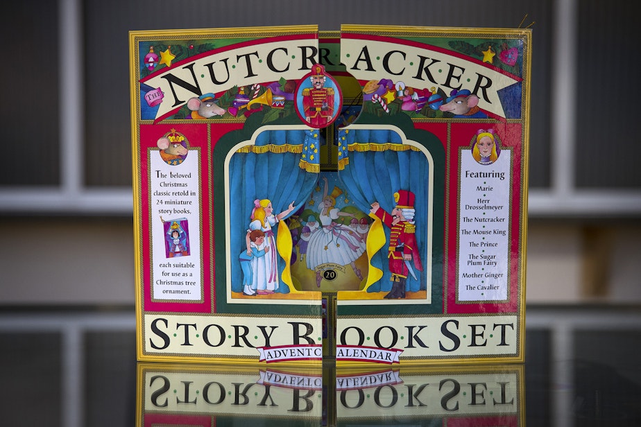 caption: A Nutcracker advent calendar is shown on Thursday, November 21, 2019, in Seattle.