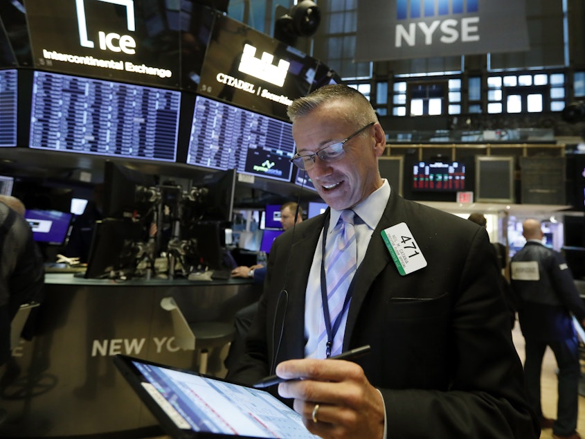 caption: Major U.S. stock indexes were nearly unchanged Thursday, a day after their steepest drops of the year.