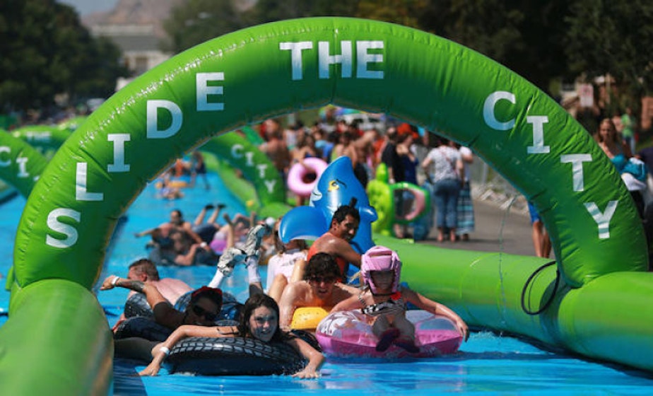 caption: Slide the City had planned events at three places in Washington state but canceled them due to permitting issues.
