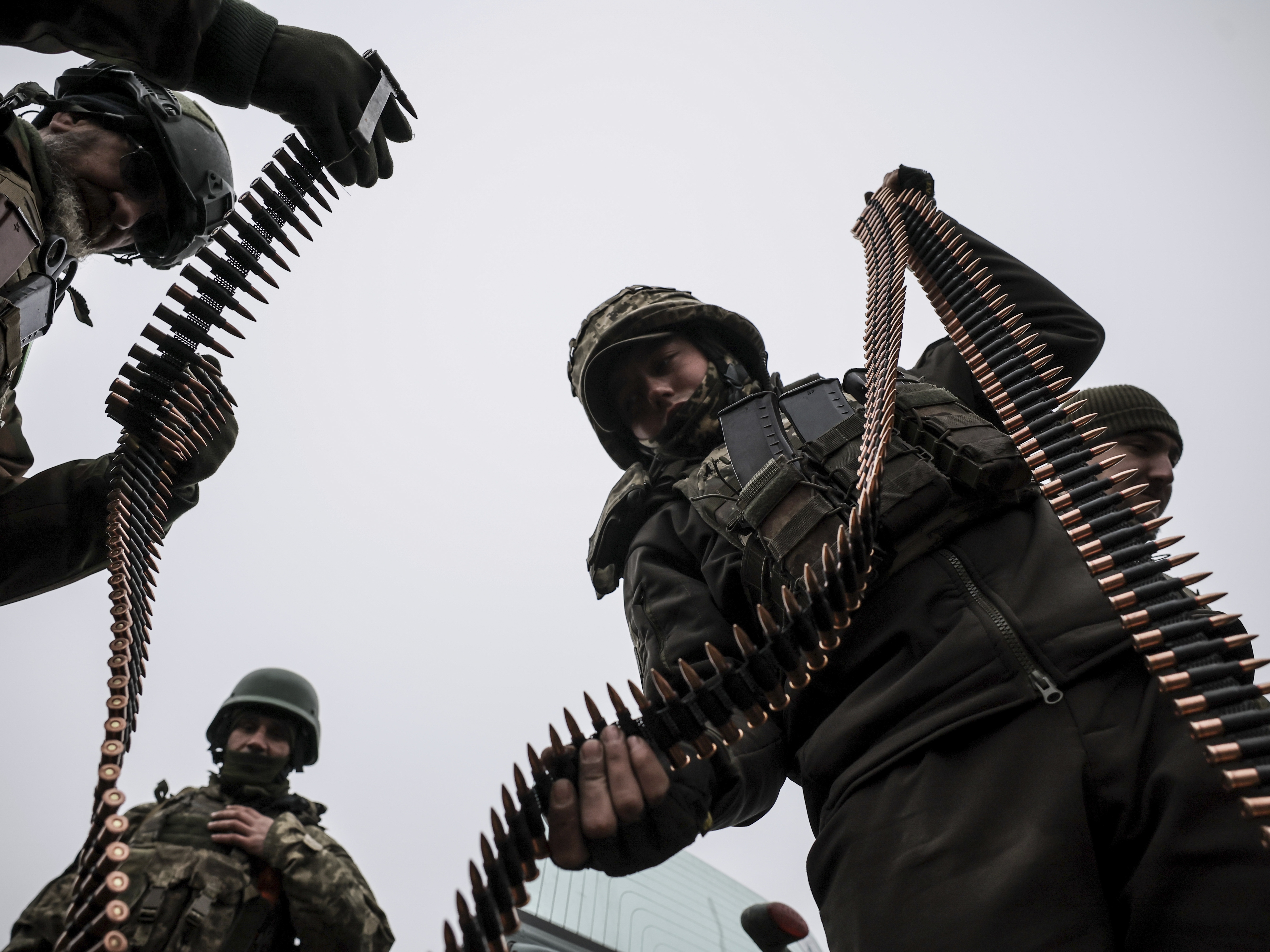 caption: In this photo provided by Ukraine's 24th Mechanized Brigade press service, servicemen of the 24th Mechanized Brigade improve their tactical skills at the training field in Donetsk region, Ukraine, Friday, Nov. 29, 2024.