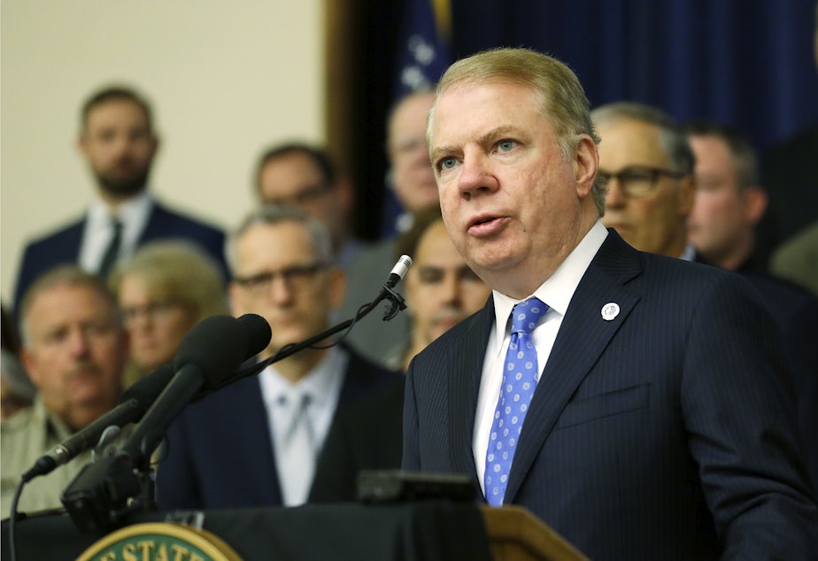caption: Seattle Mayor Ed Murray speaks Friday, Oct. 7, 2016, at the University of Washington Medical Center in Seattle. Murray joined Washington Gov. Jay Inslee in announcing Inslee's executive order to fight the rising abuse of opioids in Washington state. 