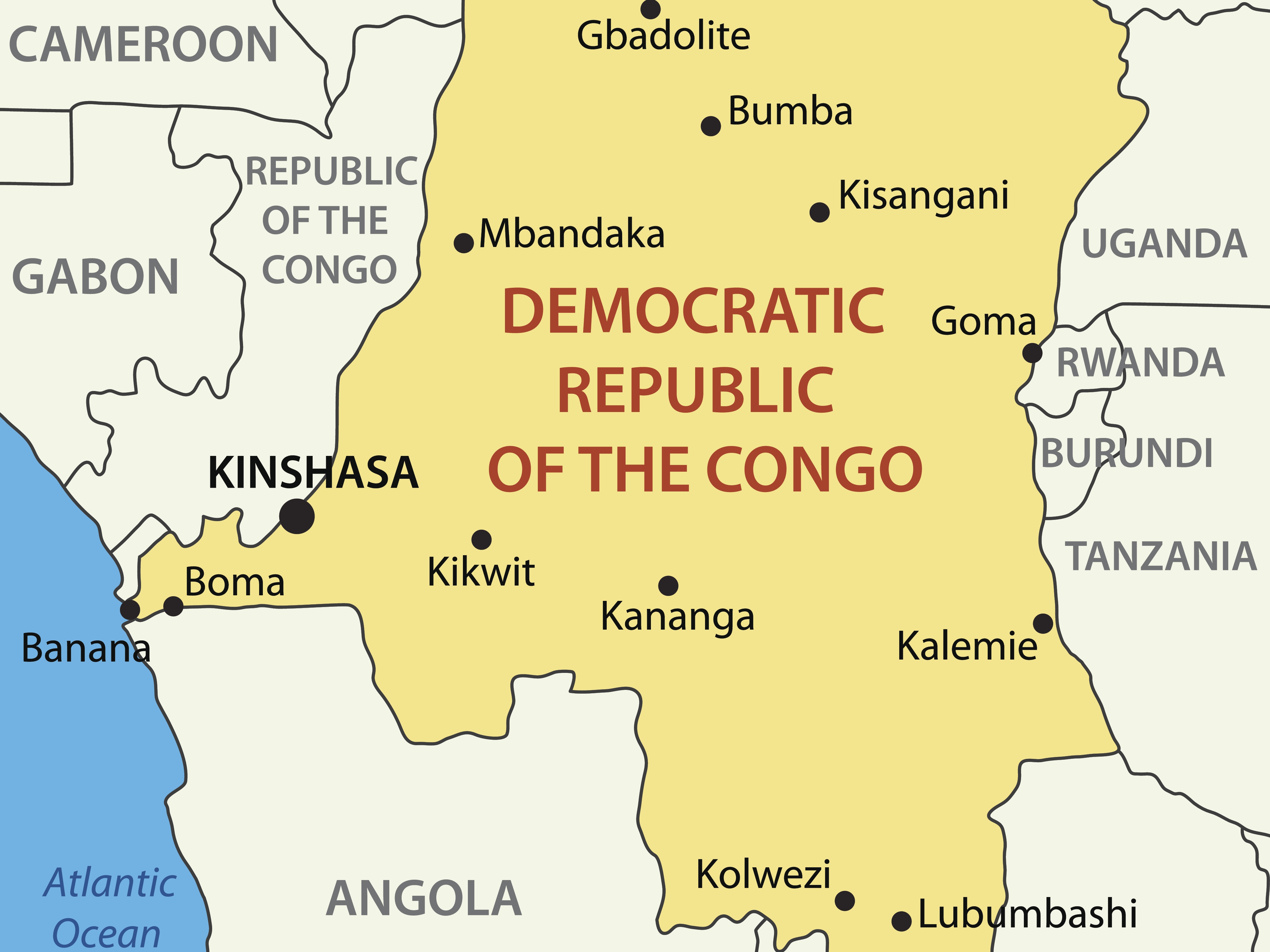 caption: Democratic Republic of the Congo - vector map