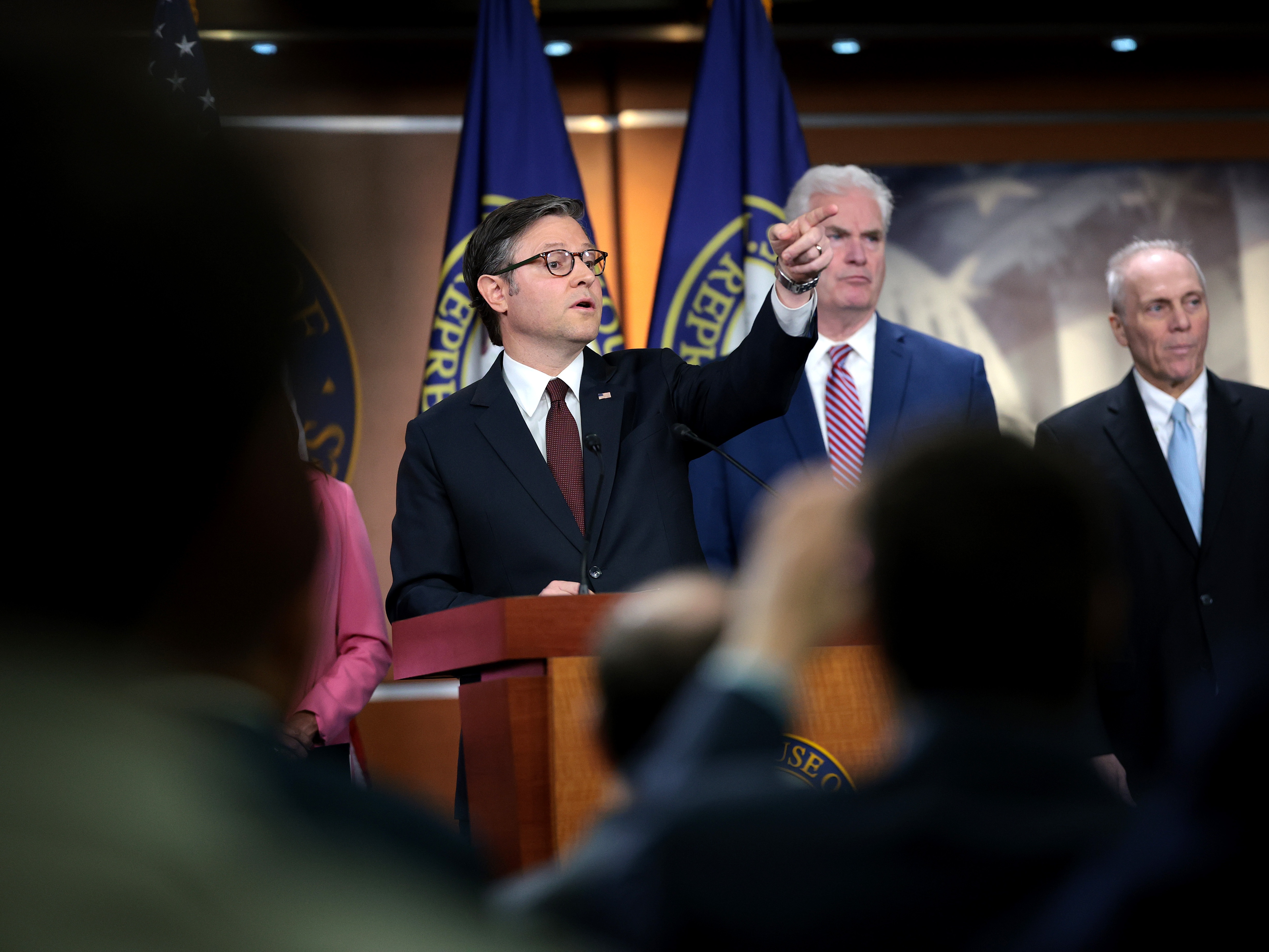 caption: House Speaker Mike Johnson, R-La., told reporters on Wednesday that President Trump's comments about Gaza were "bold" and pledged to stand with Trump.