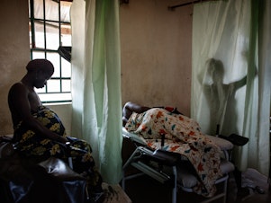 caption: Pregnant women at Sierra Leone's Gondama Referral Center. Sierra Leone has one of the highest rates of maternal mortality in the world. A new study looks at an intervention to prevent death from postpartum hemorrhage.