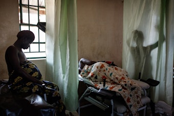 caption: Pregnant women at Sierra Leone's Gondama Referral Center. Sierra Leone has one of the highest rates of maternal mortality in the world. A new study looks at an intervention to prevent death from postpartum hemorrhage.