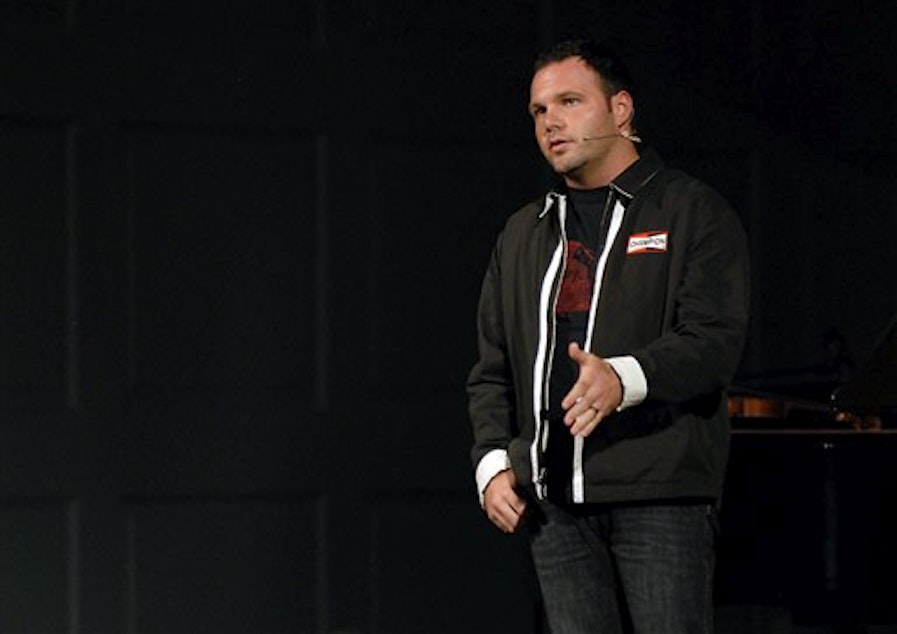 caption: Mark Driscoll speaking at the Convergent Conference in Wake Forest, N.C., September 2007. 