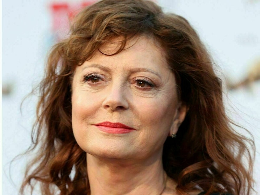 caption: Melissa Barrera, left, and Susan Sarandon are among the artists who have faced consequences for their comments regarding Israel's bombardment of Gaza.
