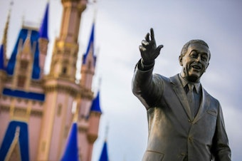 caption: A federal judge dismissed the Walt Disney Company's lawsuit against Fla. Gov. Ron DeSantis. Disney sued after DeSantis and state lawmakers removed its self-governing status in 2023. This handout photo provided by Walt Disney World Resort in Lake Buena Vista, Fla., shows the Cinderella Castle inside Magic Kingdom Park.