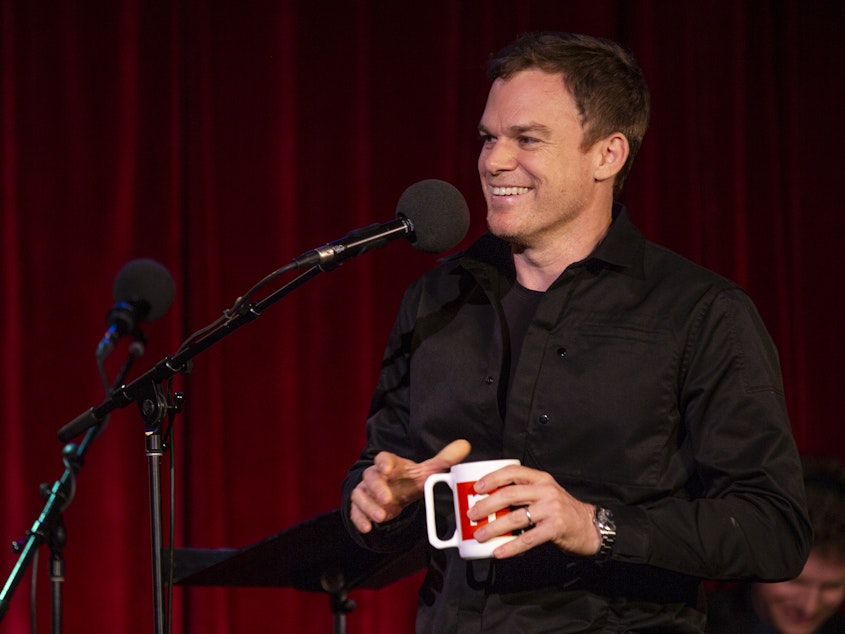 caption: Michael C. Hall appears on <em>Ask Me Another</em> at the Bell House in Brooklyn, New York.