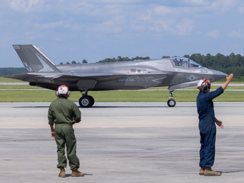 caption: A pilot ejected from an F-35B Lightning II near Charleston, S.C., prompting a search for the advanced fighter jet. The plane is from Marine Fighter Attack Training Squadron 501; an F-35 from the squadron is seen here at Marine Corps Air Station Beaufort, south of Charleston.