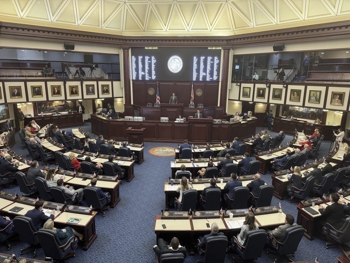 caption: The Florida House of Representatives shown here during the special legislative session this week that led to the passage of laws aimed at assisting President Trump's plans for mass deportations.