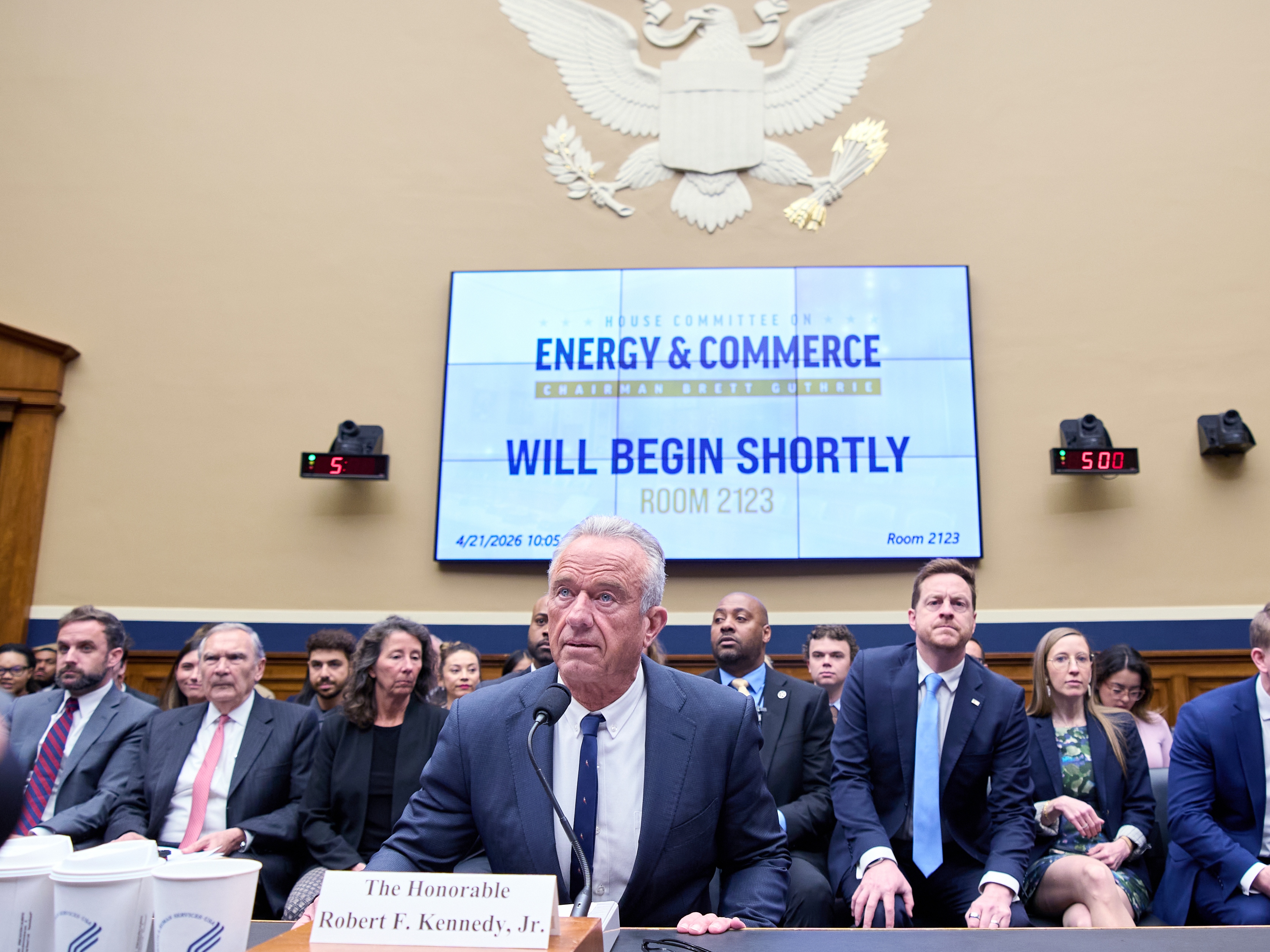 caption: Health Secretary Robert F. Kennedy Jr. appears before the Health Subcommittee of the House Energy and Commerce Committee on Tuesday. He has two more congressional hearings on Wednesday.