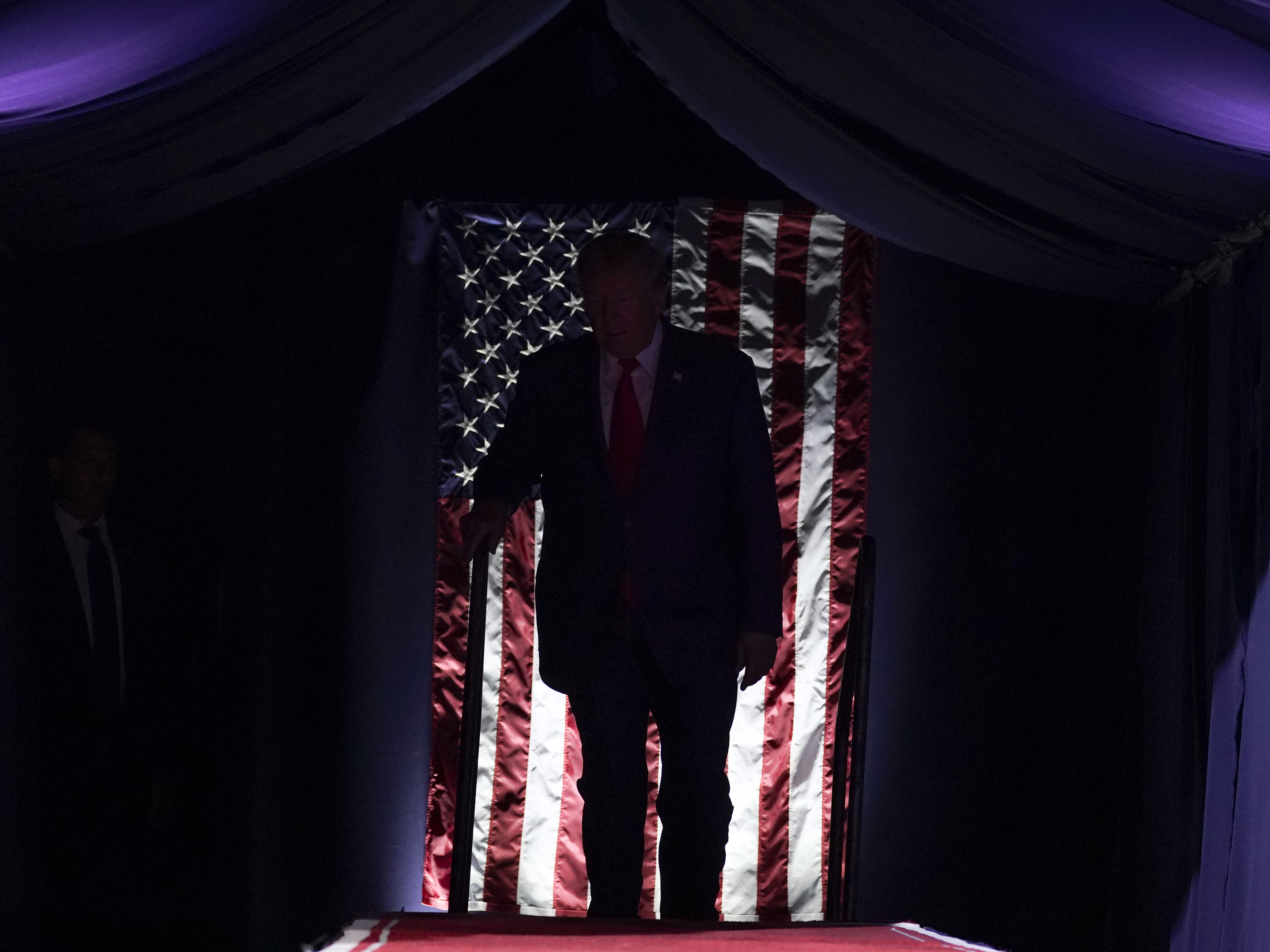 caption: Former President Donald Trump arrives on stage at a rally in Wilkes-Barre, Pa., on Sept. 3. According to a new poll, 67% of independents do not want Trump to run again, while just 28% said they do.