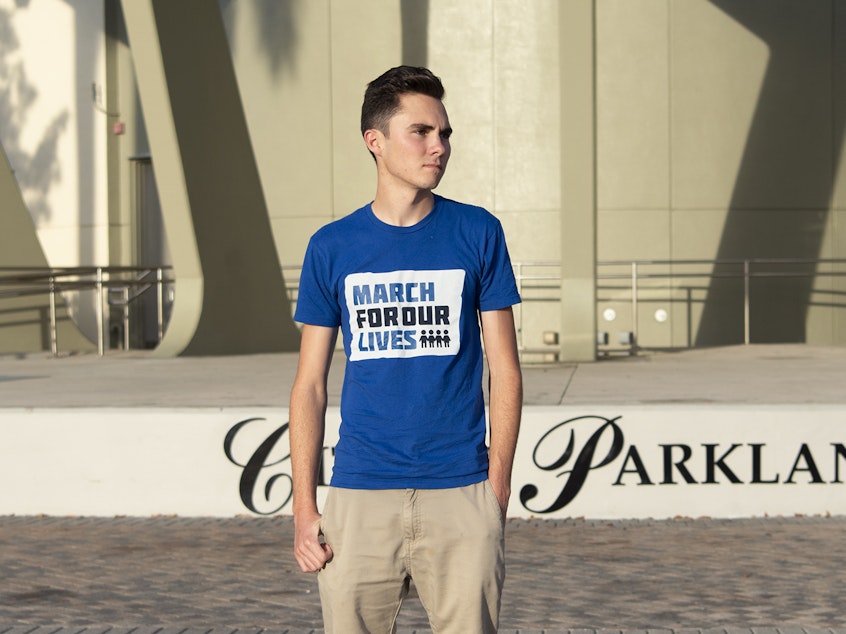 caption: David Hogg, now a Marjory Stoneman Douglas High School graduate, has become one of the most prominent figures in the March for Our Lives gun violence prevention movement.