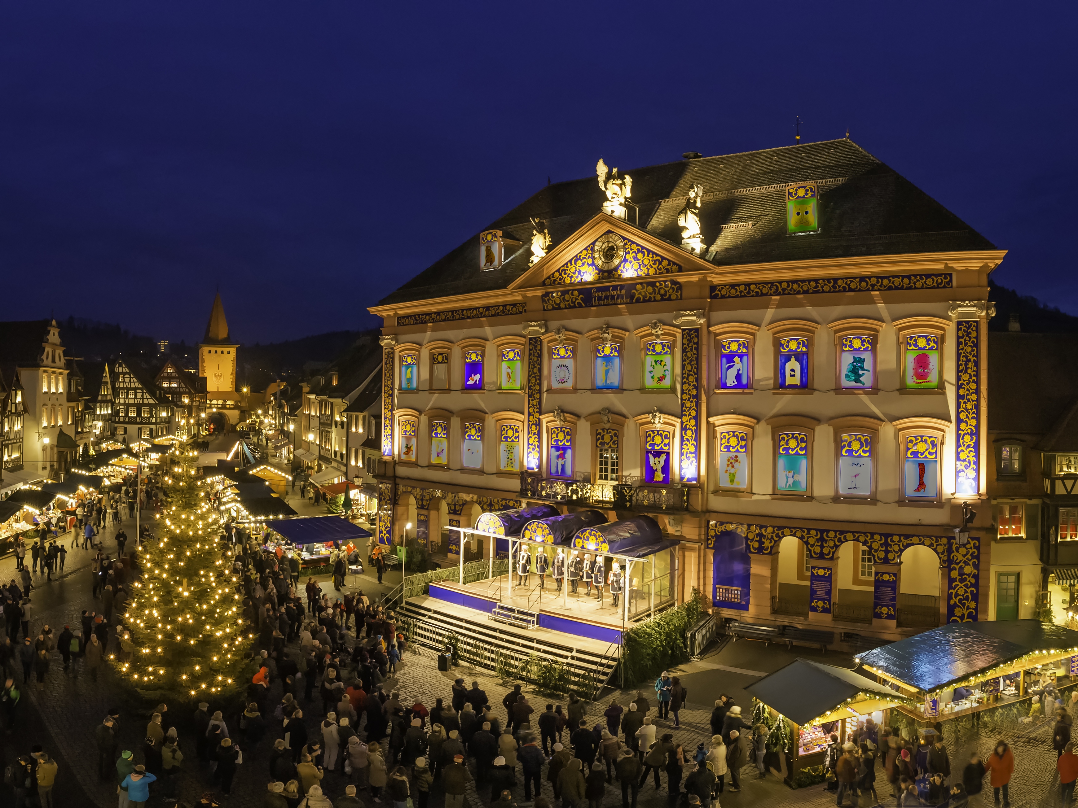 caption: The town of Gegenbach, Germany, turns its town hall into a giant advent calendar each December.