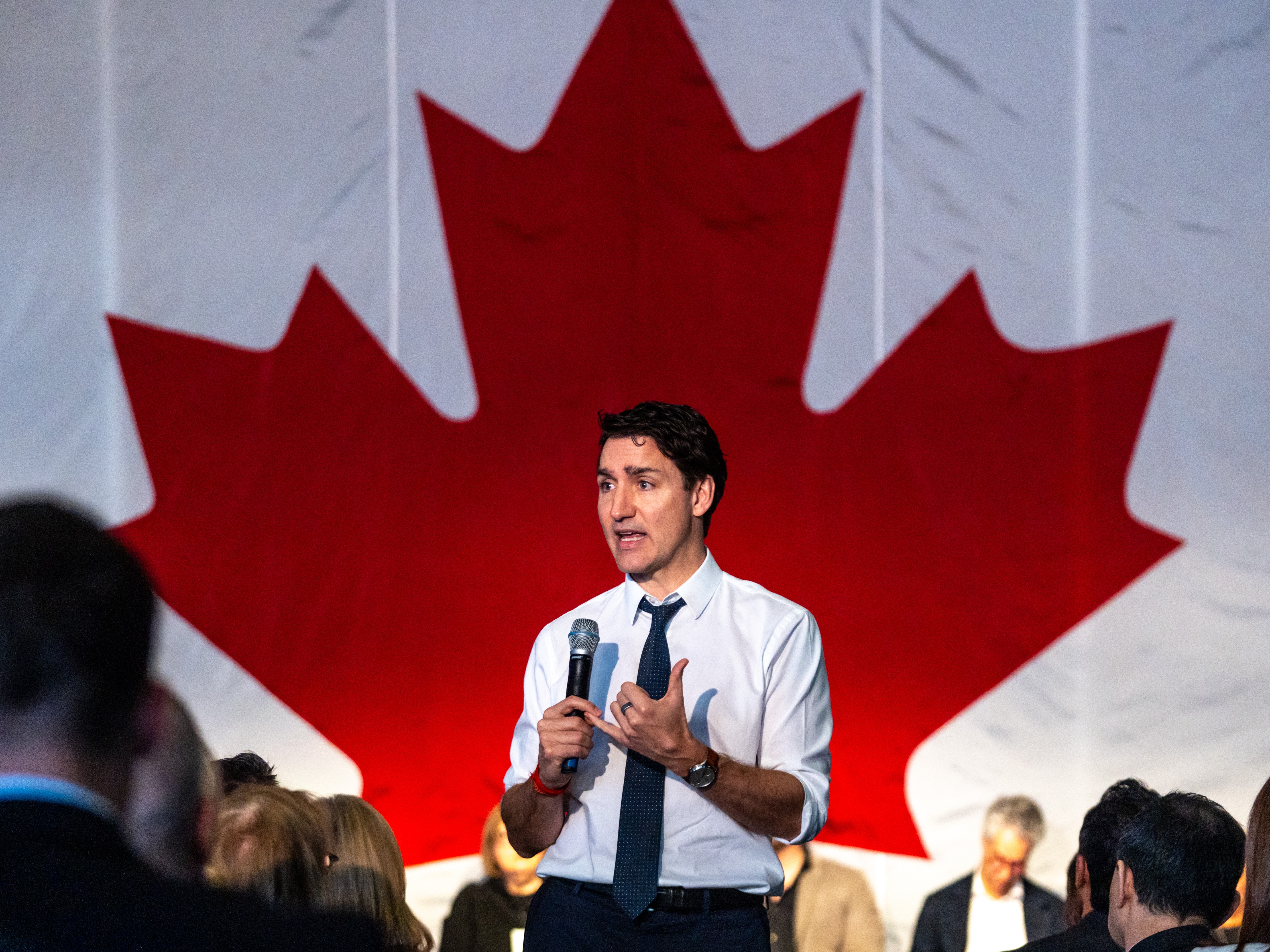 caption: Canadian Prime Minister Justin Trudeau described President Trump's fentanyl accusations as false and said his country would retaliate with trade tariffs phased in over the next month.