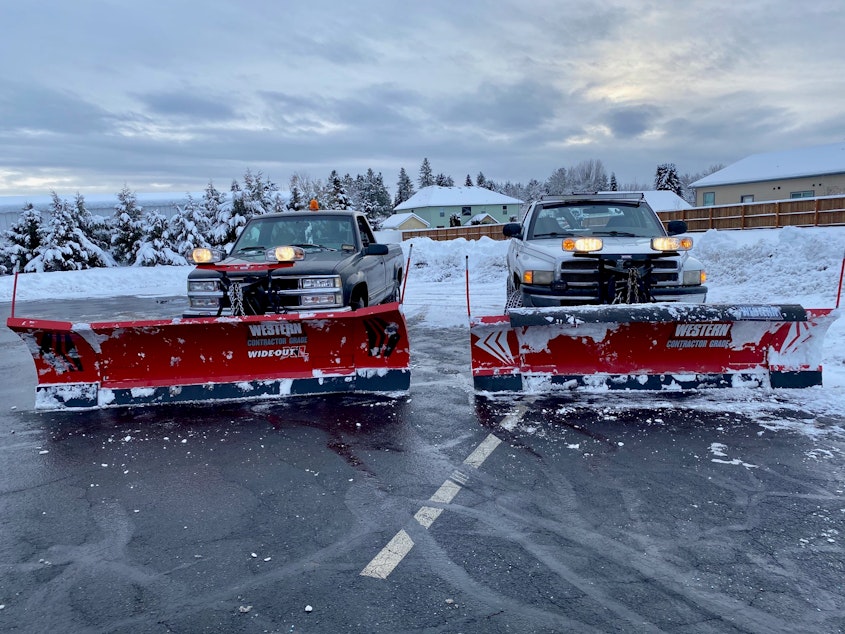 caption: David Holston, a 19-year-old from Idaho, earned $35,000 shoveling snow and slush in Seattle last February. With his earnings, he bought a new truck and plow, and now employs someone to drive the second vehicle.