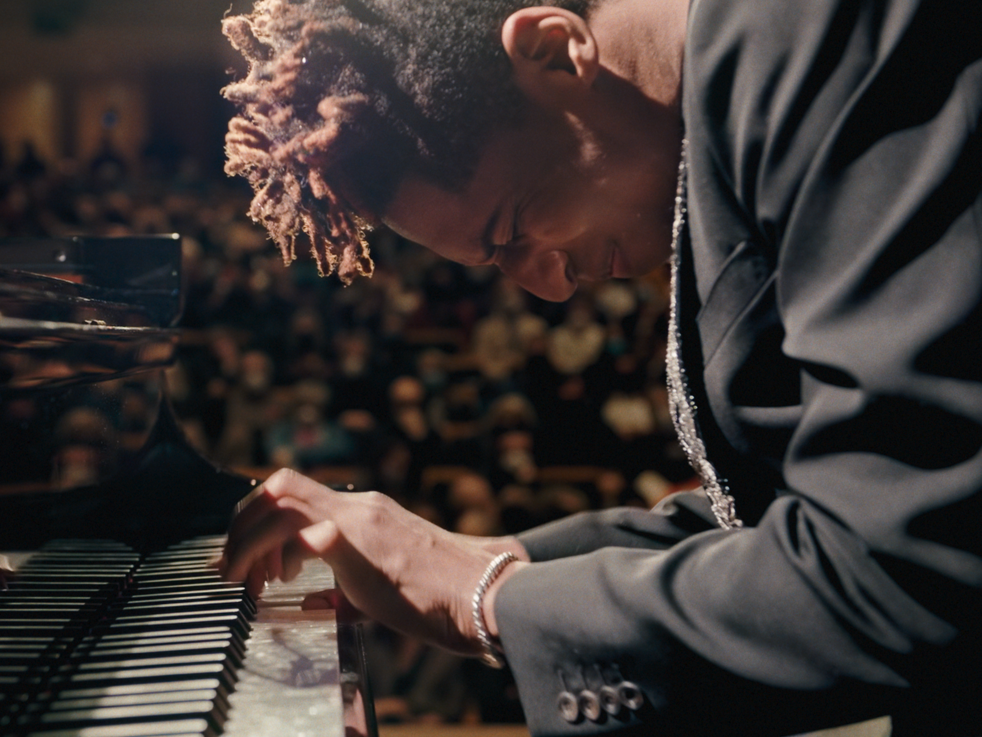 caption: Jon Batiste re-imagines Beethoven compositions in his new album <em>Beethoven Blues</em>. He's shown above in the 2023 documentary <em>American Symphony.</em>