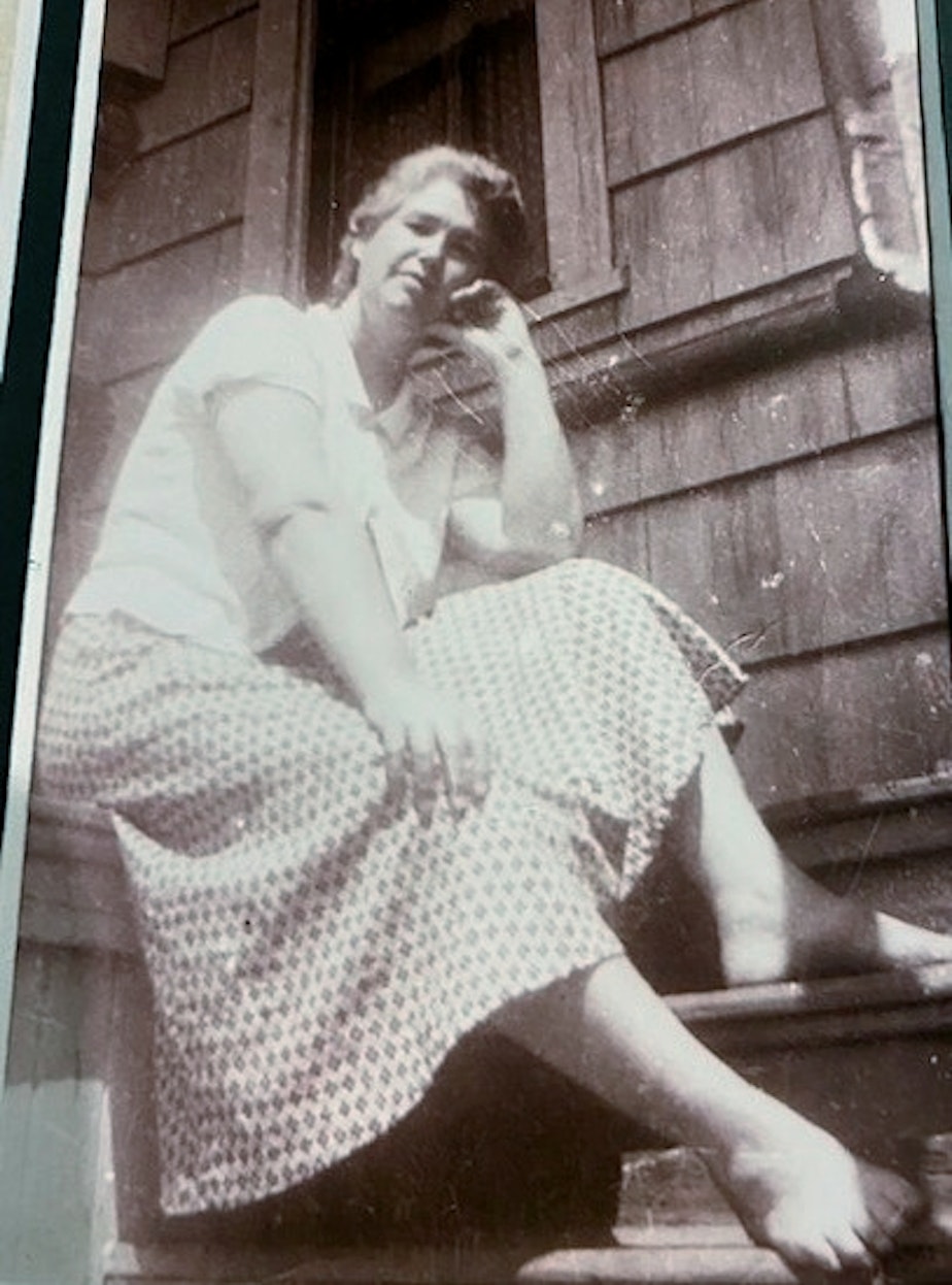 caption: Aaron Jones' mother, May Victoria Jones, likely photographed in Portland, Oregon sometime in the early 1950s.