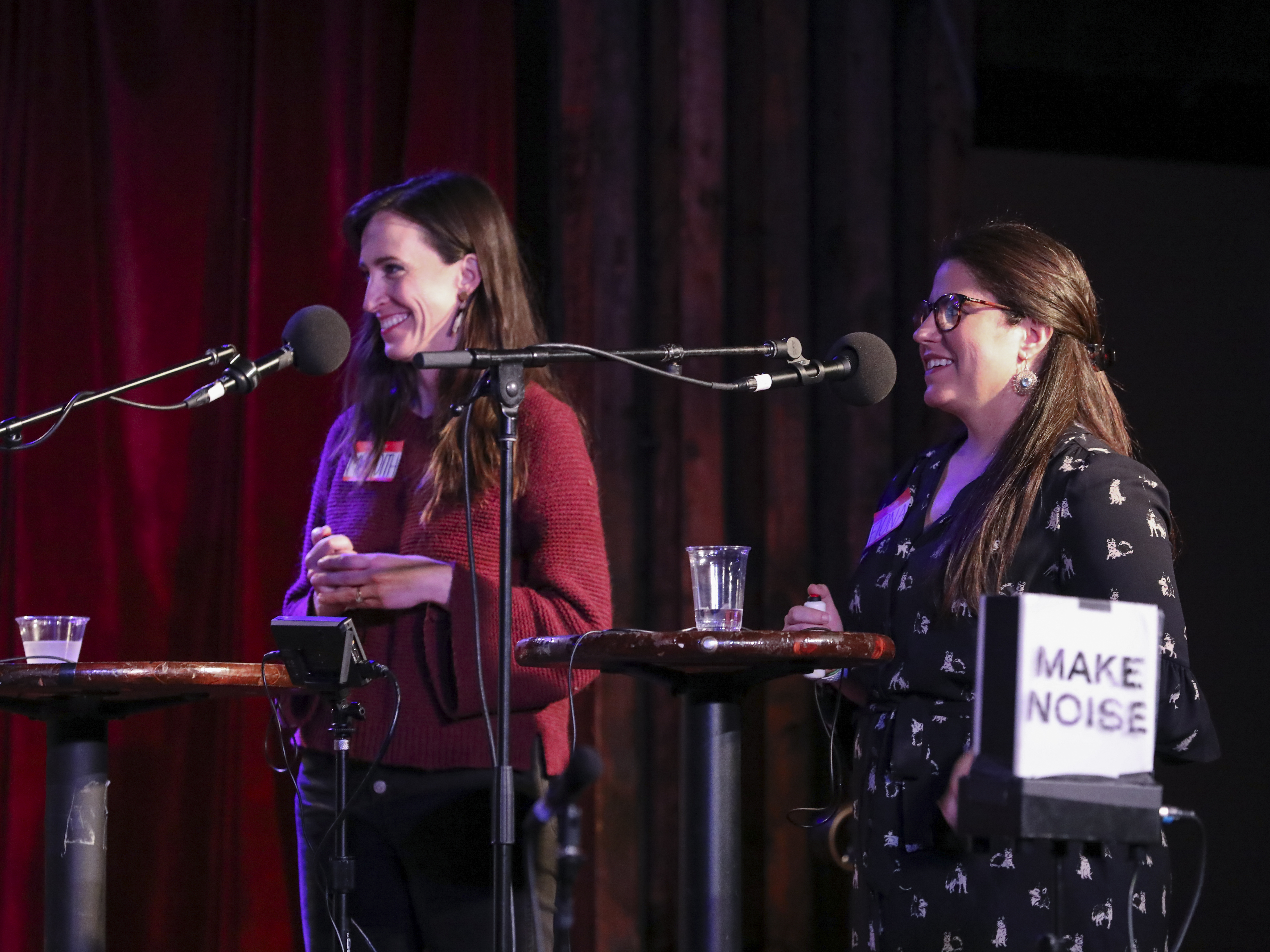 caption: Contestants go head-to-head in <em>Ask Me Another</em>'s final round at the Bell House in Brooklyn, New York.