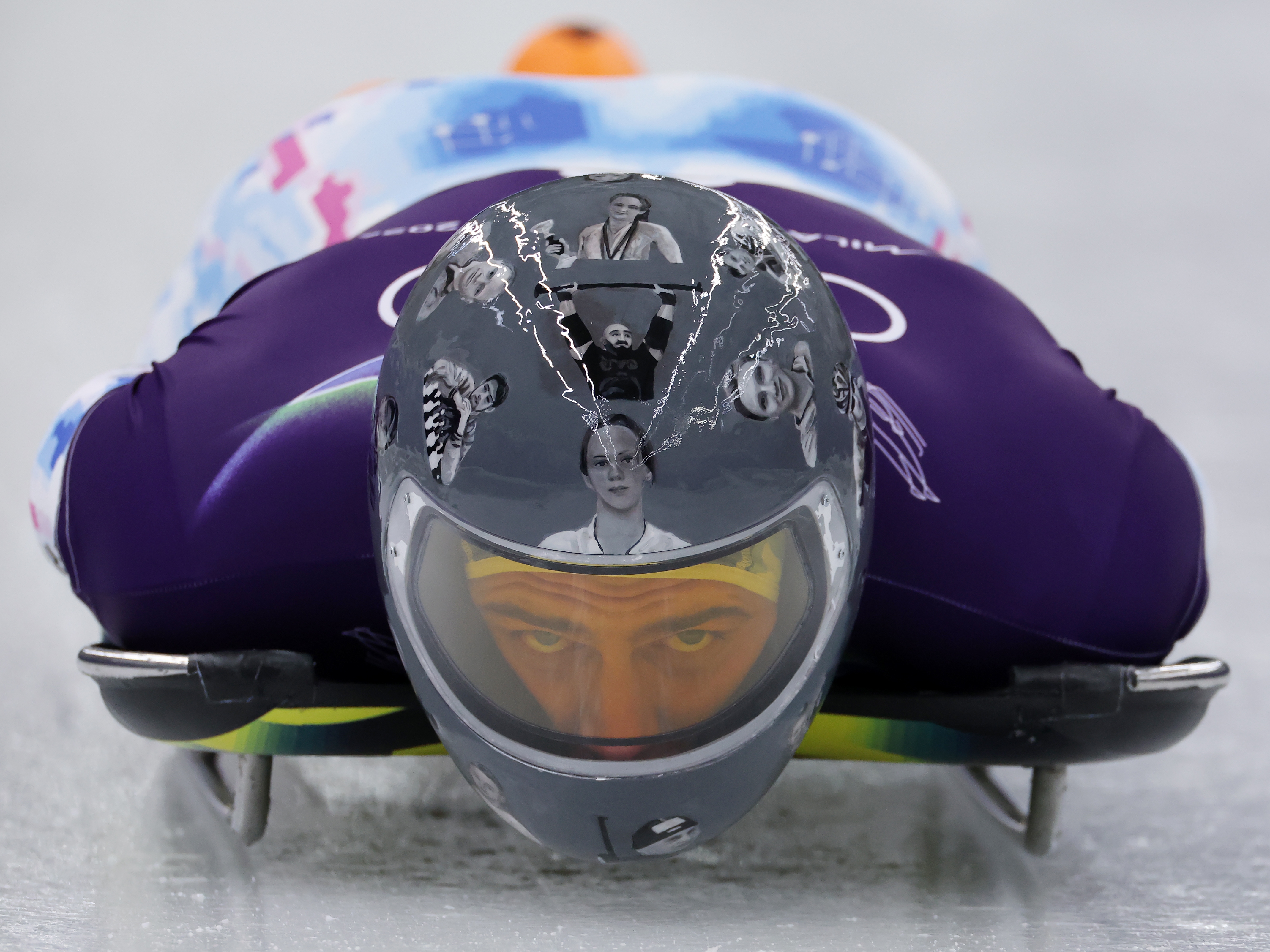 caption: CORTINA D'AMPEZZO, ITALY - FEBRUARY 10: Vladyslav Heraskevych of Team Ukraine participates during Men's Training Heat 3 on day four of the Milano Cortina 2026 Winter Olympic games at Cortina Sliding Centre on February 10, 2026 in Cortina d'Ampezzo, Italy.