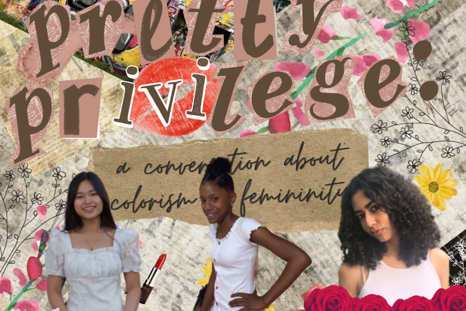 caption: Portraits of Jana Le (left), Taniya Guster and Nyla Moxley in a "pretty privilege" collage.