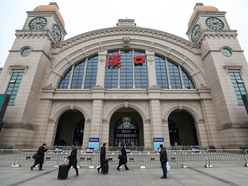 caption: The Hankou Railway Station in Wuhan was closed as part of a shutdown on public transportation — an effort to control the spread of what's being called the Wuhan coronavirus.