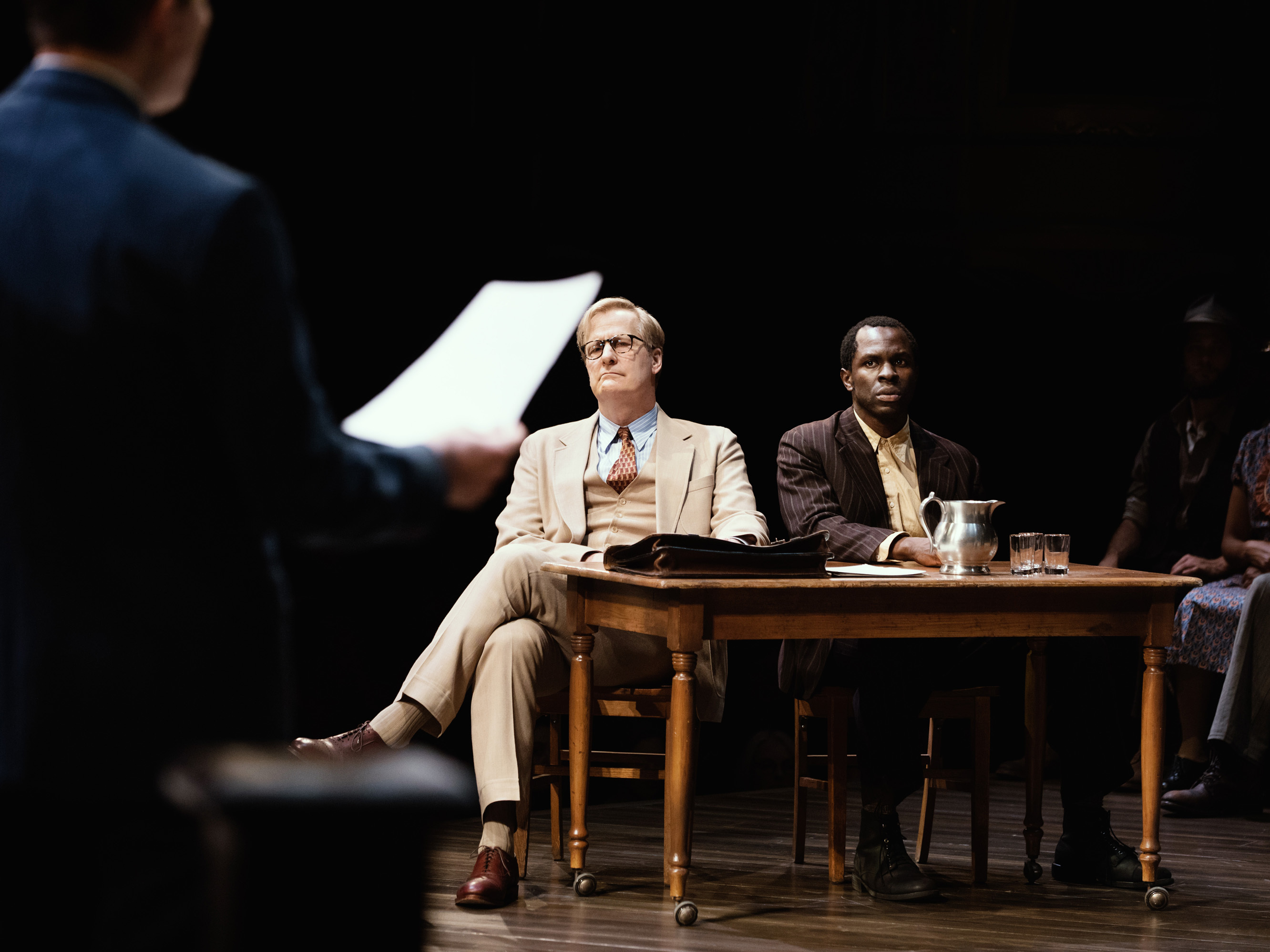 caption: The new Broadway adaptation of <em>To Kill a Mockingbird </em>features Jeff Daniels as Atticus Finch and Gbenga Akinnagbe as Tom Robinson.