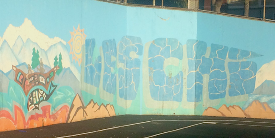 caption: A mural at Leschi Elementary.
