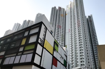 caption: A new apartment complex in Hong Kong, called the Chun Yeung Estate, is being turned into a quarantine center.
