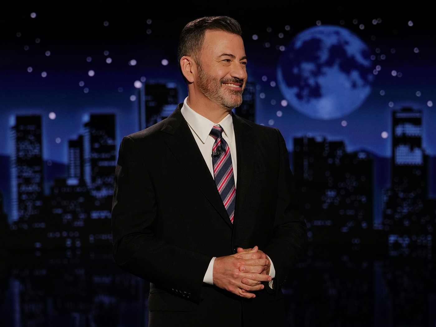 caption: Jimmy Kimmel was suspended and off the air for nearly a week before returning Tuesday night with his late-night show, <em>Jimmy Kimmel Live!</em>