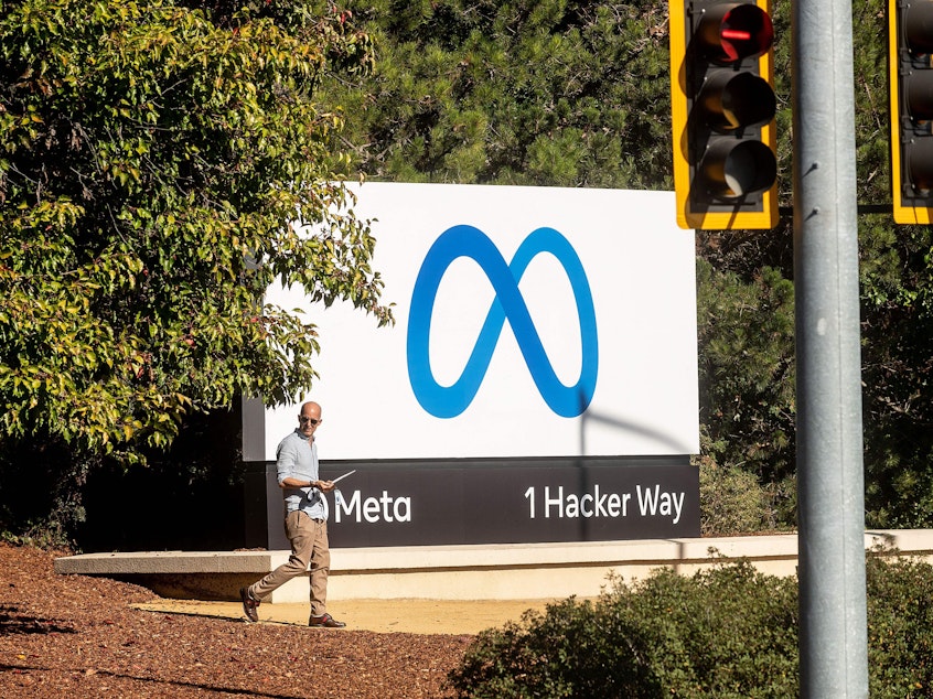 caption: Facebook parent Meta's results are the latest sign of a protracted slowdown in the digital ad market.