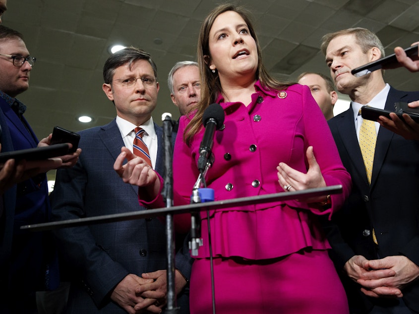 caption: Rep. Elise Stefanik, R-N.Y., took it upon herself to help boost women's numbers in a party dominated by white men.
