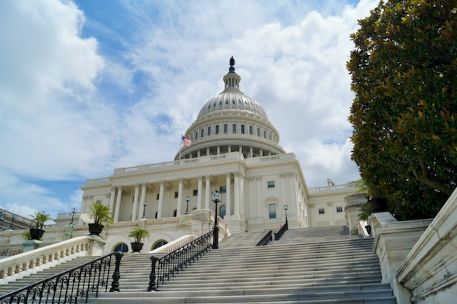 caption: The capitol building in Washington, DC. 