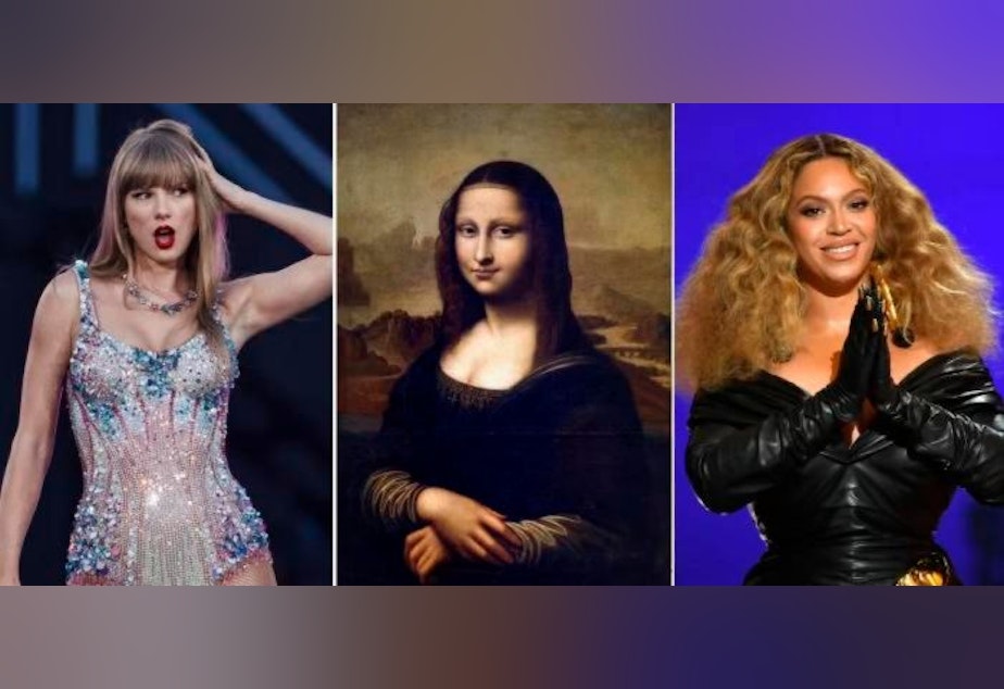 caption: Taylor Swift, the Mona Lisa and Beyoncé.