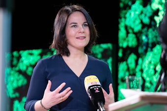 caption: With the Greens now leading the polls, party co-chair Annalena Baerbock, 40, is seen as a serious contender for German chancellor in September's general election. She has moved the Greens increasingly to the political center.